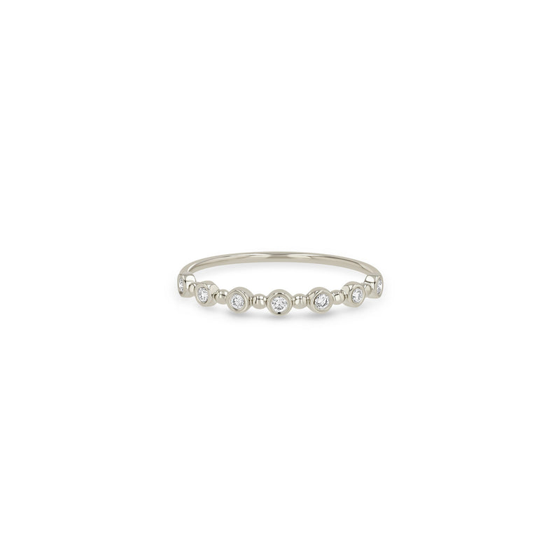 14k Alternating Diamond Bezel & Bead Ring