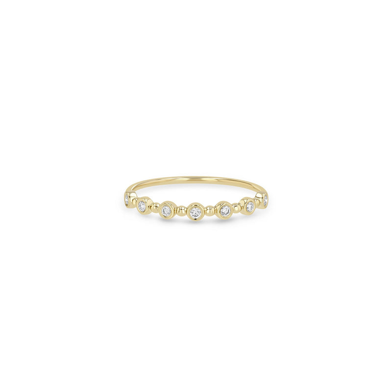 14k Alternating Diamond Bezel & Bead Ring