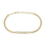 Zoë Chicco 14k Gold 5 Emerald Cut Diamond Segment Curb Chain Bracelet