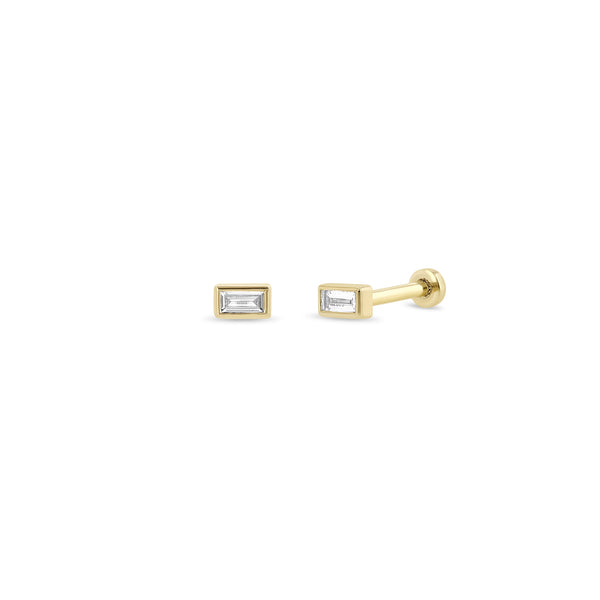 Zoë Chicco 14k Gold Baguette Diamond Flat Back Stud Earrings