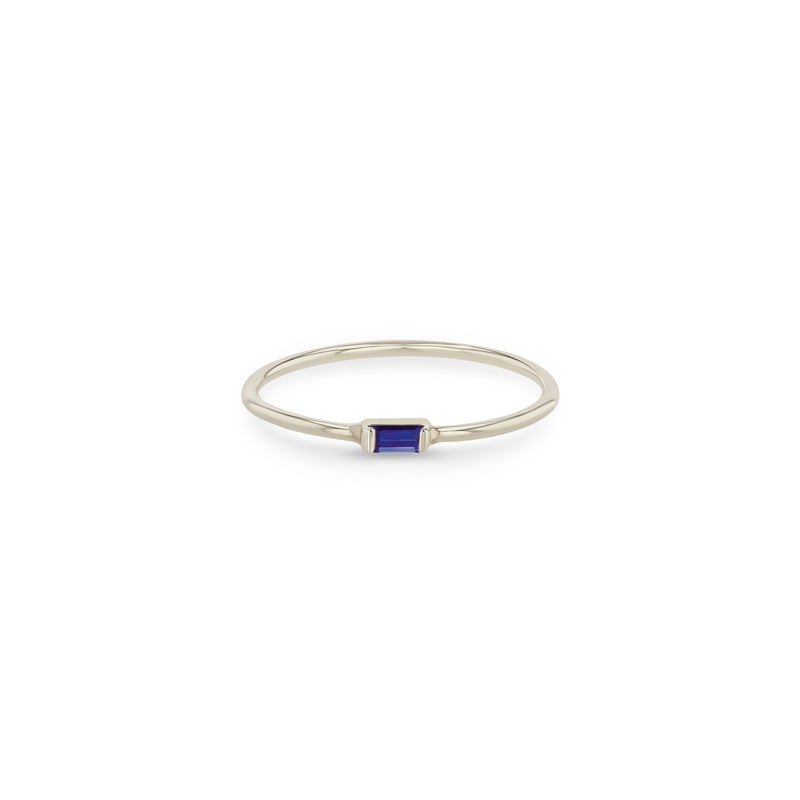 Zoë Chicco 14k White Gold Horizontal Set Sapphire Baguette Ring