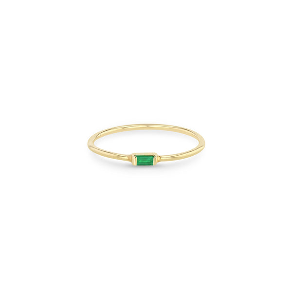 14k Horizontal Emerald Baguette Ring