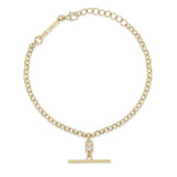 14k Medium Rolo Chain Baguette Diamond Open Link Toggle Bracelet