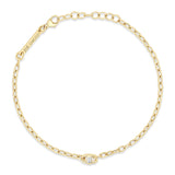 top down view of a Zoë Chicco 14k Gold Baguette Diamond Open Link Square Oval Chain Bracelet