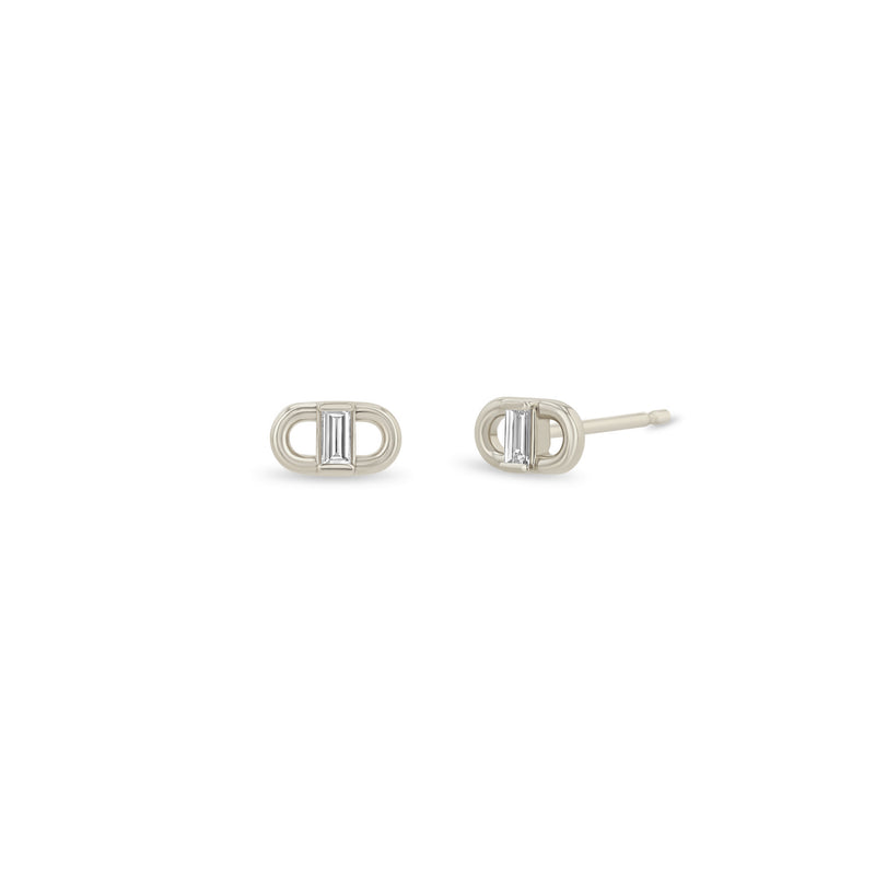 Zoë Chicco 14k Gold Baguette Diamond Open Link Stud Earrings