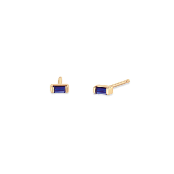 Zoë Chicco 14k Gold Small Blue Sapphire Baguette Stud Earrings