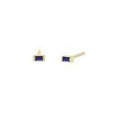 Zoë Chicco 14k Yellow Gold Small Blue Sapphire Baguette Stud Earrings