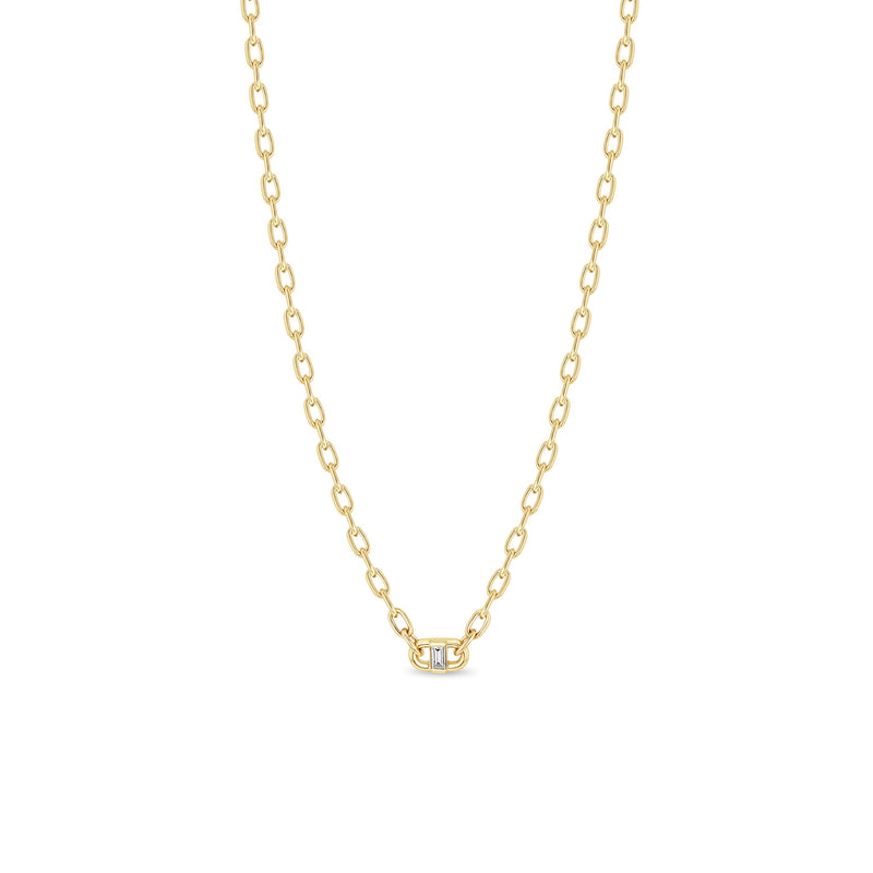 Zoë Chicco 14k Gold Baguette Diamond Open Link Square Oval Chain Necklace
