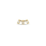 Single Zoë Chicco 14k Gold Tapered Baguette & Prong Diamond Curve Stud Earring