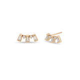 Zoë Chicco 14k Gold Tapered Baguette & Prong Diamond Curve Stud Earrings