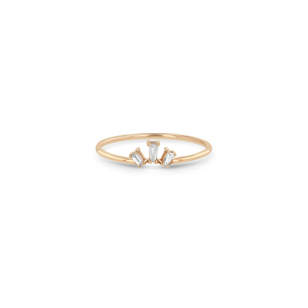 Zoë Chicco 14k Gold Tapered Baguette Diamond 3 Stone Fan Ring
