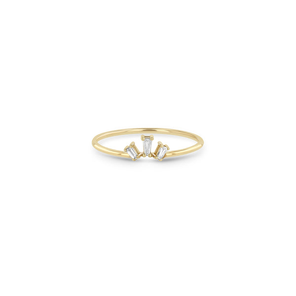 Zoë Chicco 14k Gold Tapered Baguette Diamond 3 Stone Fan Ring