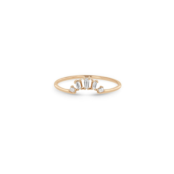 14k Tapered Baguette Diamond 5 Stone Fan Ring