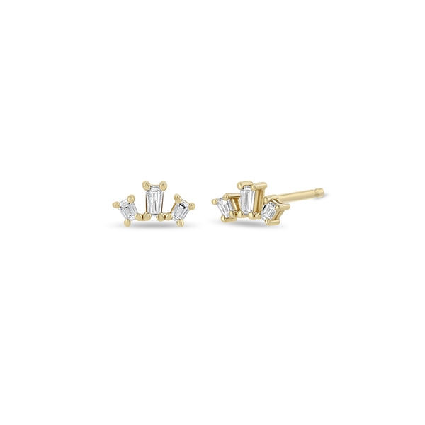 Zoë Chicco 14k Gold Tapered Baguette Diamond Fan Stud Earrings