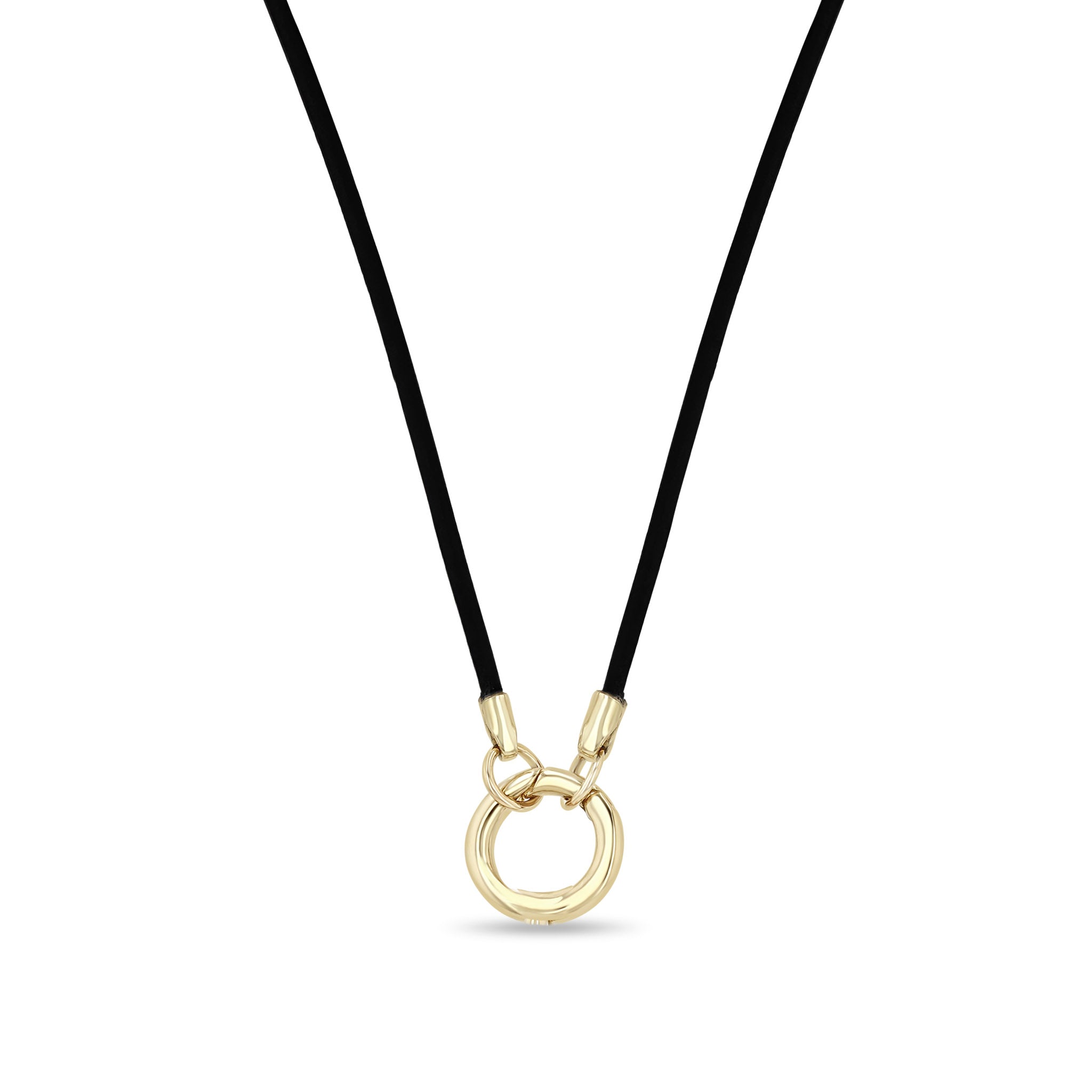 Zoë Chicco 14k Gold Round Enhancer Leather Cord Necklace