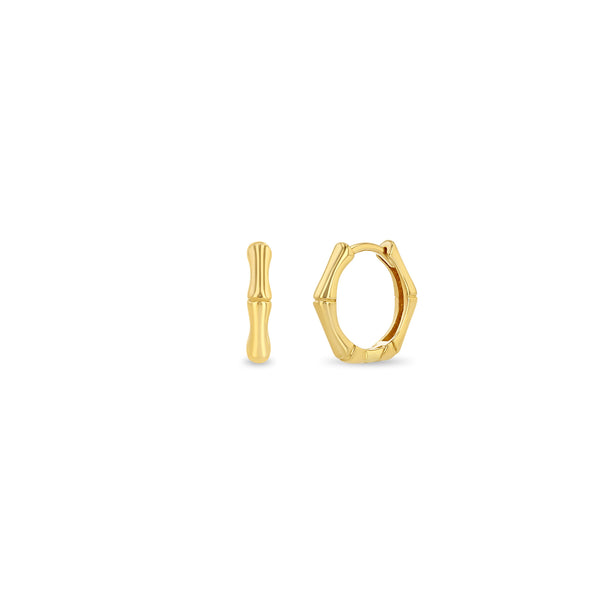 10K Gold Bamboo Hoop Earrings  Customizable Size  FrostNYC