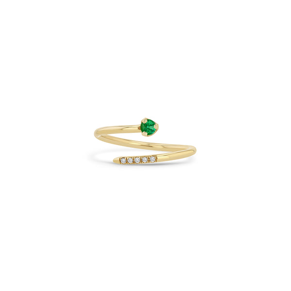 Zoë Chicco 14k Gold Prong Emerald & Pavé Diamond Bypass Ring
