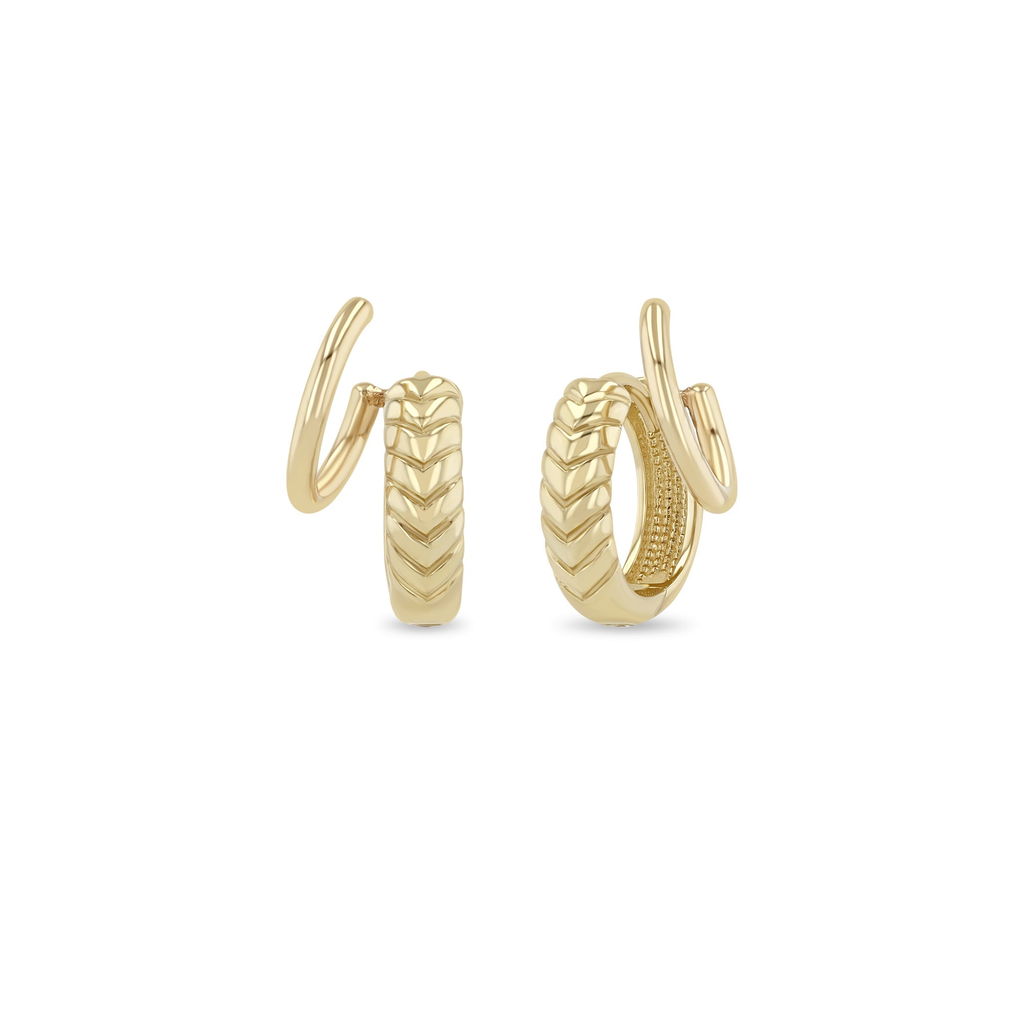 Zoe Chicco 14k gold double hoop illusion earrings on a white background