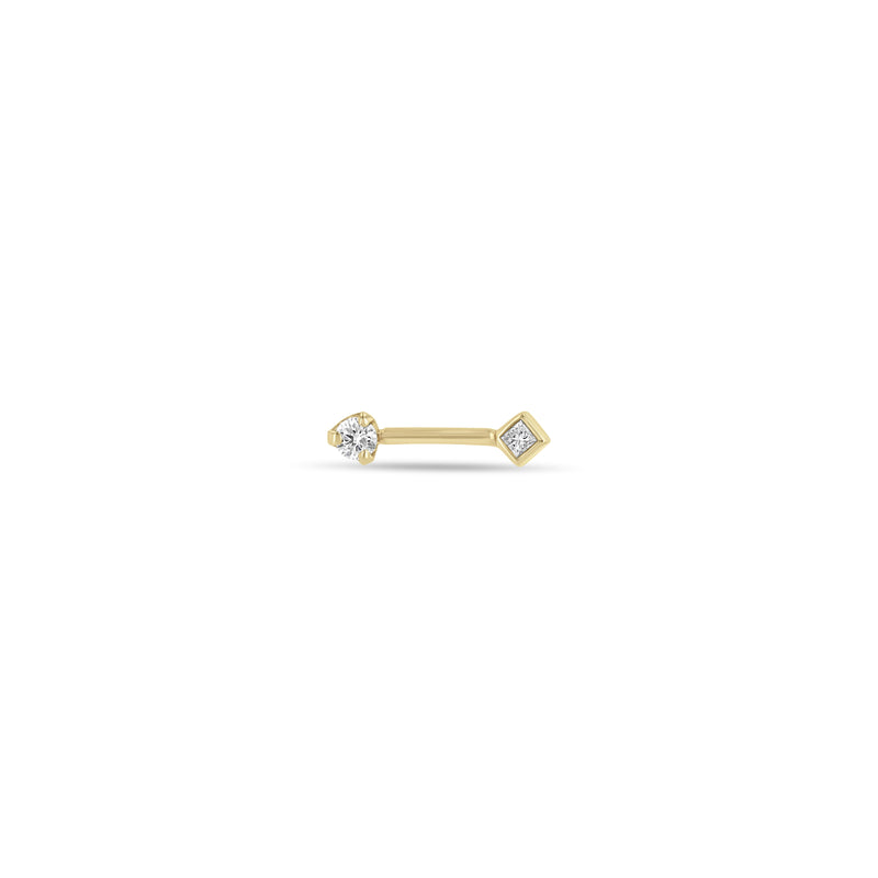 Zoë Chicco 14k Gold Prong & Princess Diamond Barbell Stud Earring