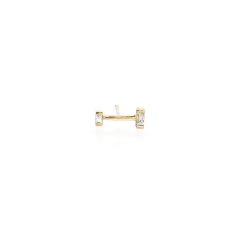 14k Baguette Diamond Barbell Stud - SALE