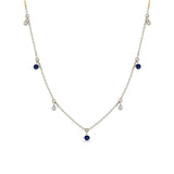 Zoë Chicco 14k Gold Dangling Mixed Round Blue Sapphires & Diamonds Necklace