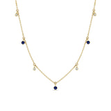 Zoë Chicco 14k Gold Dangling Mixed Round Blue Sapphires & Diamonds Necklace