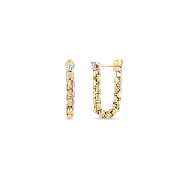 Zoë Chicco 14k Gold Prong Diamond Large Box Chain Huggie Earrings