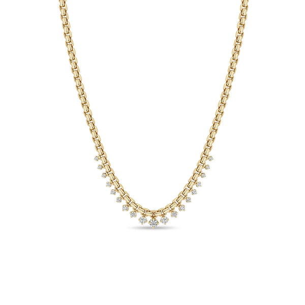 Zoë Chicco 14k Gold Graduated Prong Diamond Large Box Chain Necklace