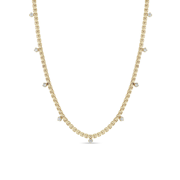 Zoë Chicco 14k Gold 9 Prong Diamond Medium Box Chain Necklace