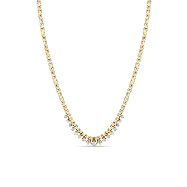 Zoë Chicco 14k Gold Graduated Prong Diamond Medium Box Chain Necklace