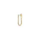 Zoe Chicco 14k gold single chain huggie hoop earring on a white background