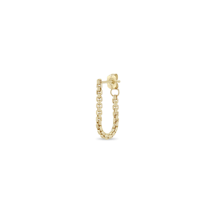 Zoe Chicco 14k gold single chain huggie hoop earring on a white background