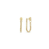 Zoe Chicco 14k gold chain huggie hoop earrings on a white background