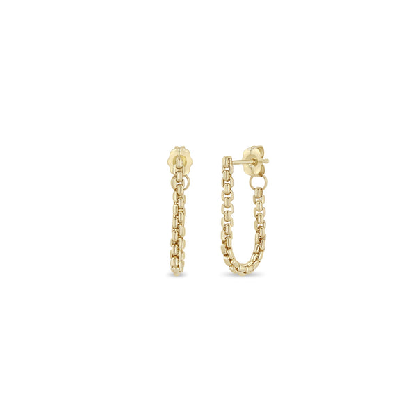 Zoe Chicco 14k gold chain huggie hoop earrings on a white background