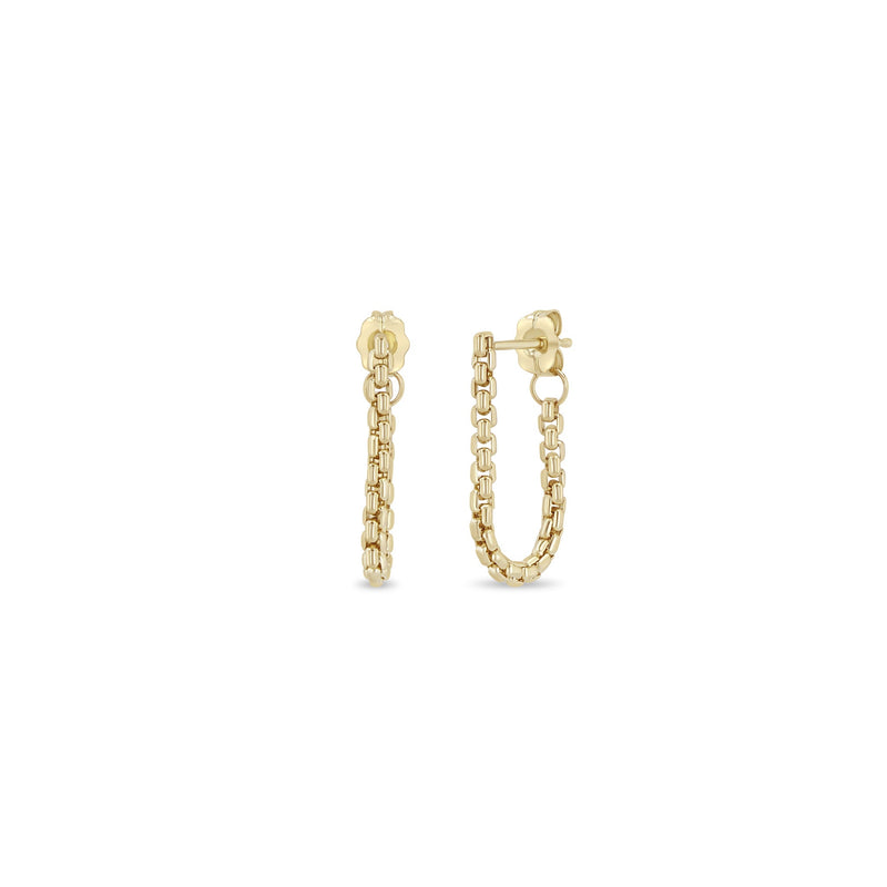 Zoe Chicco 14k gold chain huggie hoop earrings on a white background