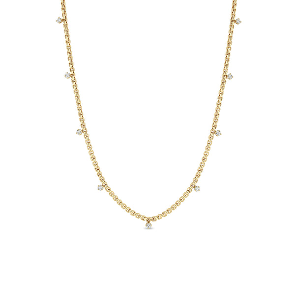 Zoë Chicco 14k Gold 9 Prong Diamond Small Box Chain Necklace