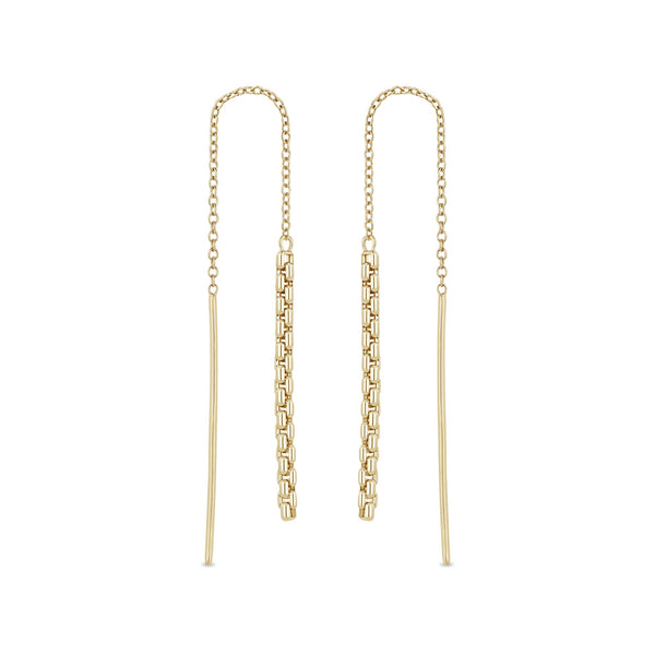 Zoe Chicco 14k gold chain threader earrings on a white background
