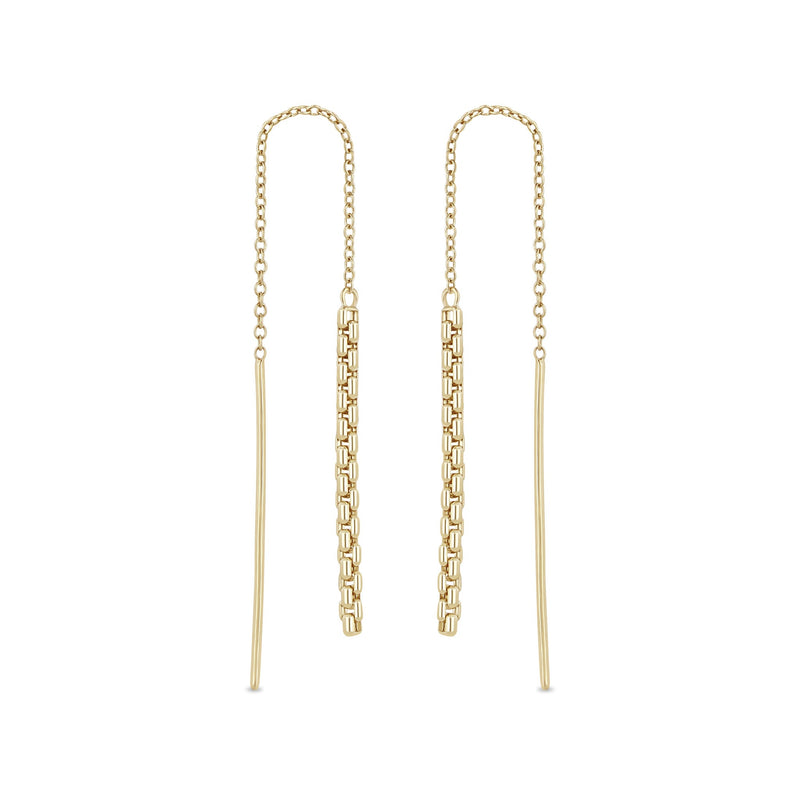 Zoe Chicco 14k gold chain threader earrings on a white background