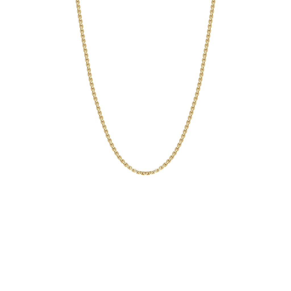 Zoe Chicco 14k gold extra small box chain necklace on a transparent background