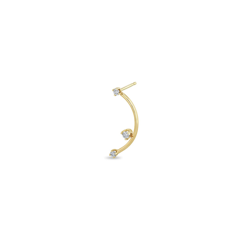 14k 3 Prong Diamond Curved Bar Drop Earring - SALE