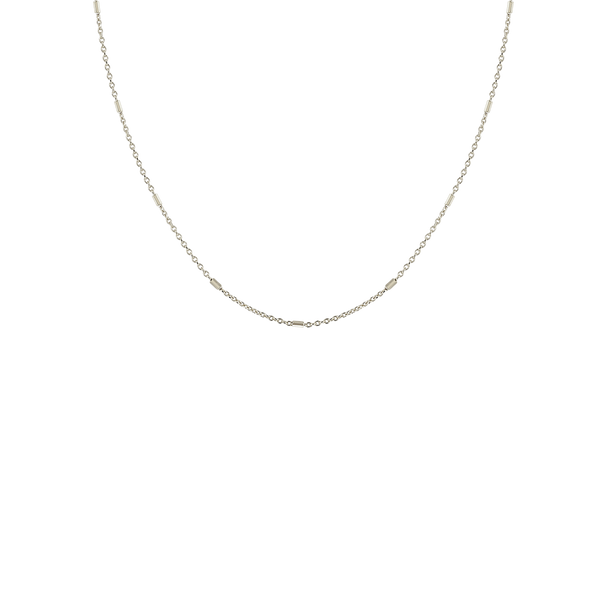 Zoe Chicco 14k white gold bar and cable chain necklace on a transparent background
