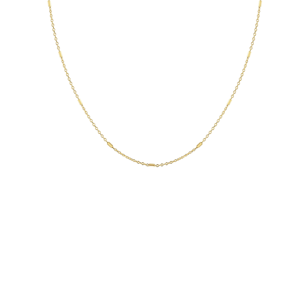 Zoe Chicco 14k gold bead and cable chain necklace on a transparent background