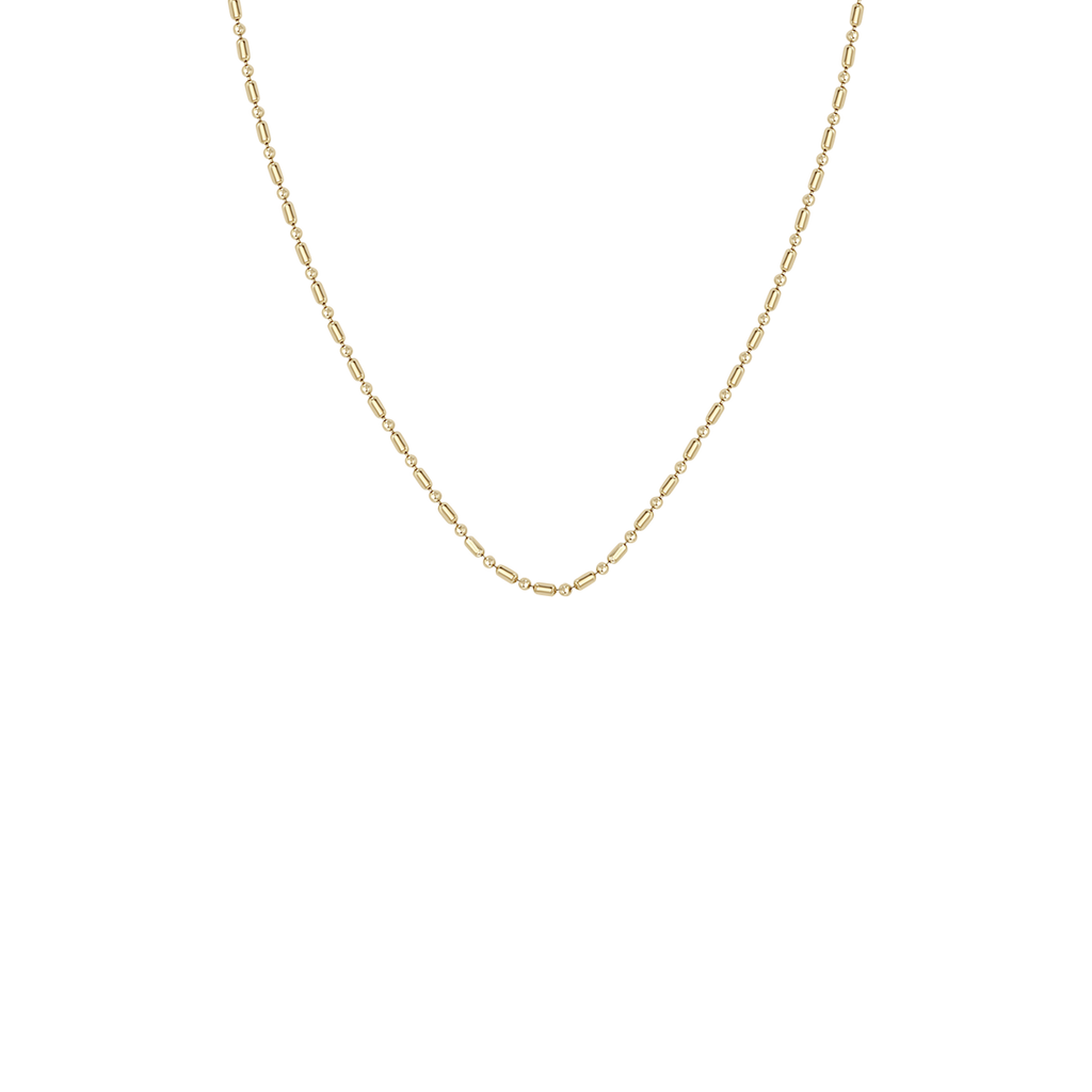 Zoe Chicco 14k white gold bead and tube chain necklace on a white background
