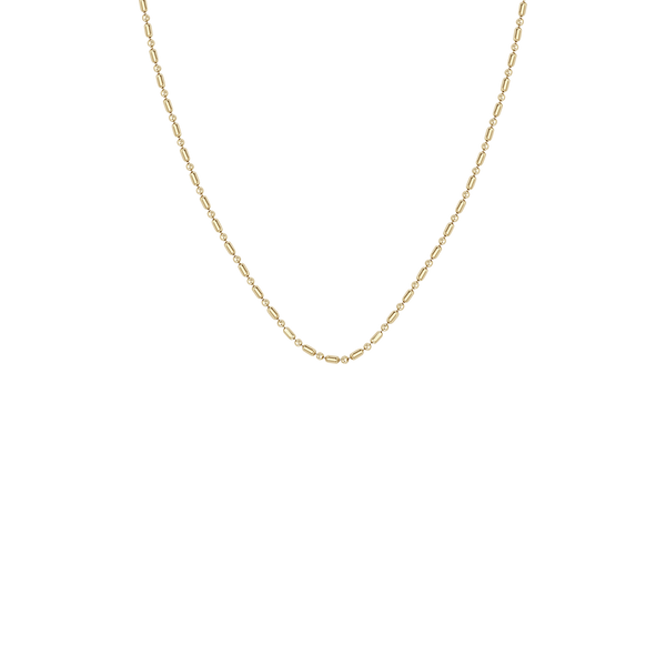 Zoe Chicco 14k white gold bead and tube chain necklace on a white background
