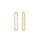 Zoë Chicco 14k Gold Prong & Pavé Diamond Chain Link Oval Drop Earrings