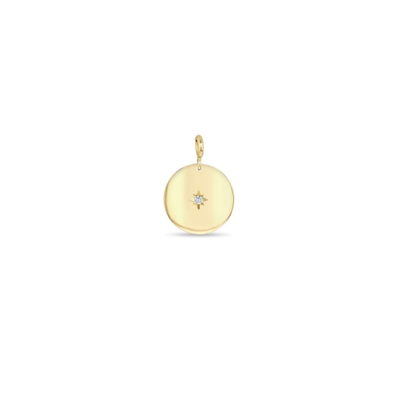 Zoë Chicco 14k Gold Star Set Diamond Small Aura Disc Clip on Charm Pendant