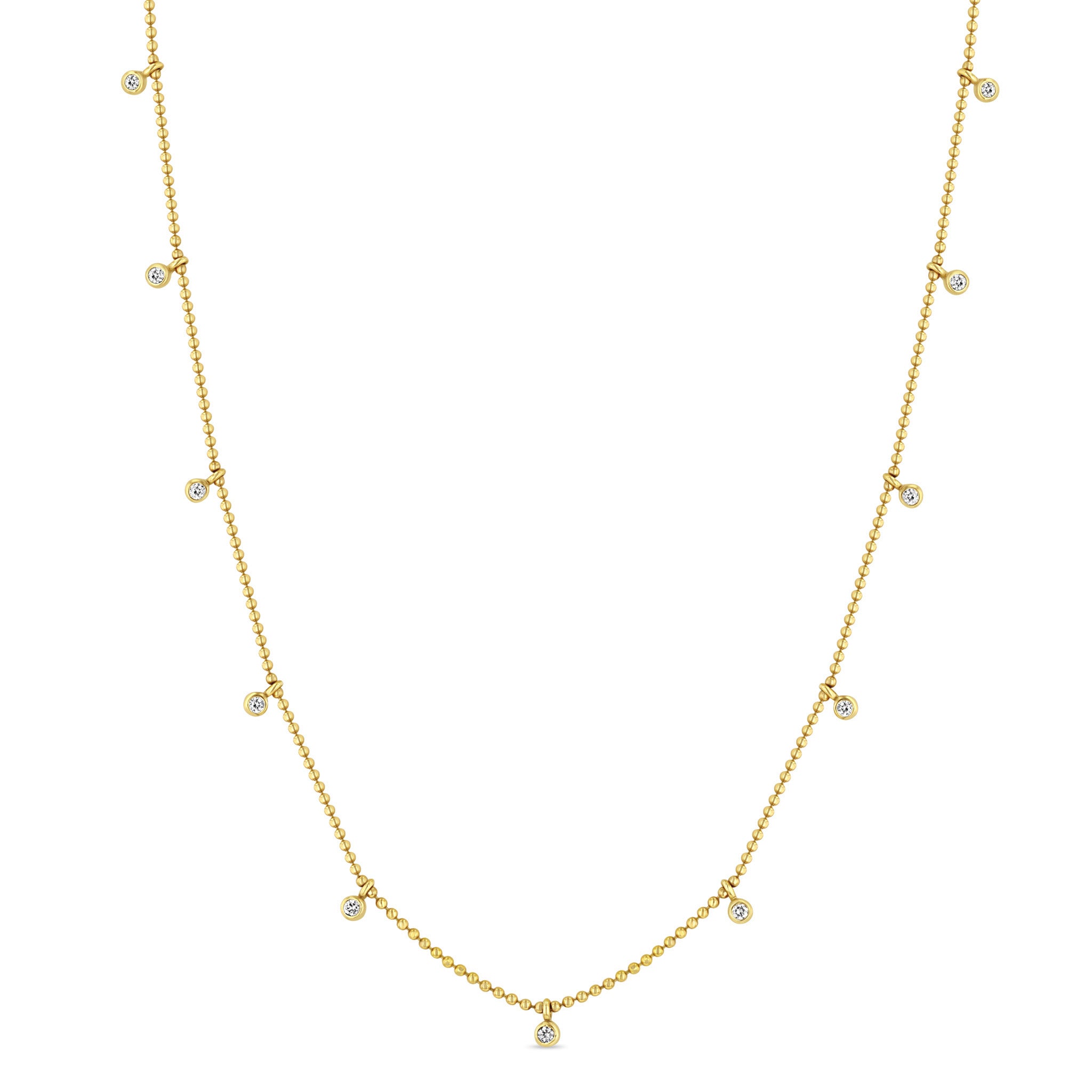 Zoë Chicco 14k Gold 11 Dangling Diamonds Bead Chain Necklace – ZOË CHICCO