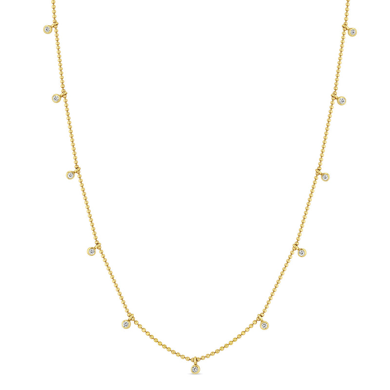 Zoë Chicco 14k Gold 11 Dangling Diamonds Bead Chain Necklace
