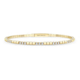 Zoe Chicco 14k gold diamond trio segment and gold cube tennis bracelet on a white background