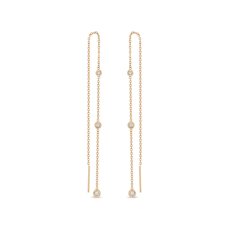 Zoë Chicco 14k Gold Graduated Floating Diamond Chain Threader Earrings